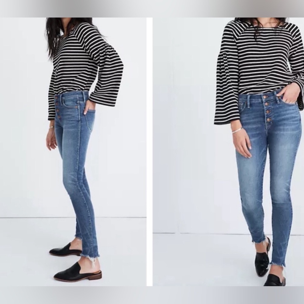 MADEWELL 10” High-rise Button Fly Skinny Jeans, Size 26